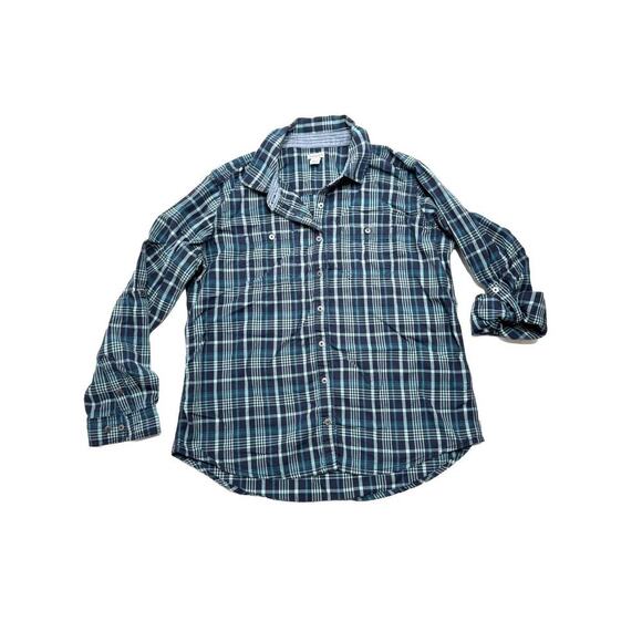 Carhartt Blue Plaid Women's Roll-Tab Sleeve Button-Up Shirt, Size L Large 12/14 - Picture 1 of 9